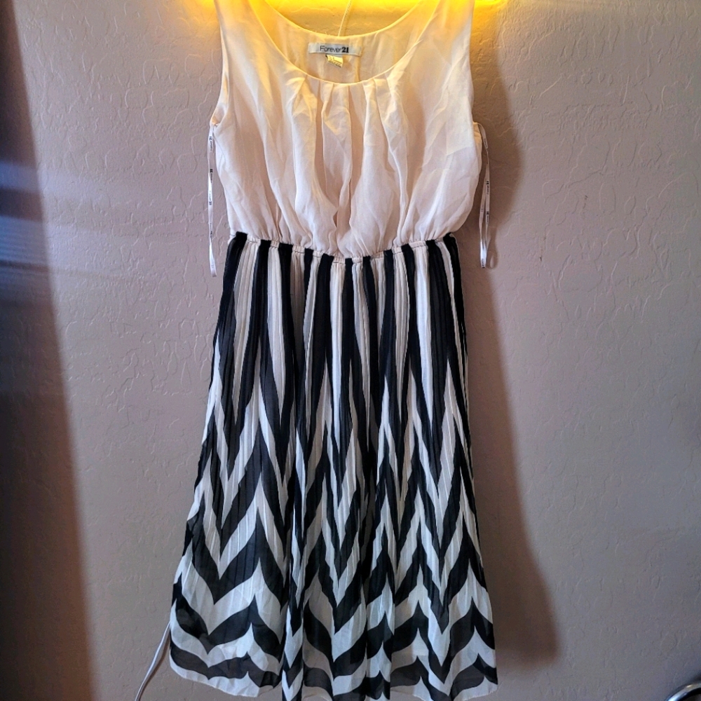 Cream and black mid dress